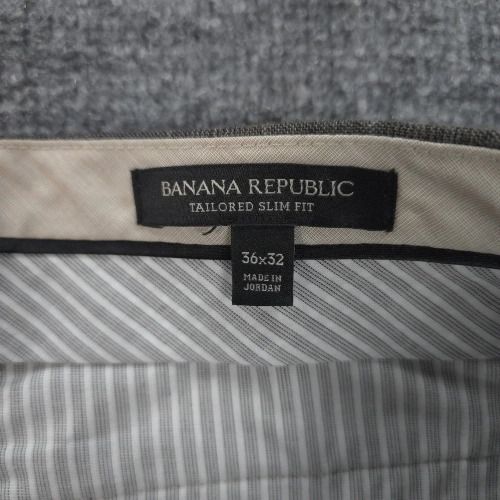 Banana Republic Pants Mens 36x32 Brown Plaid‎ Wool Flannel Dress Slim Fit Golf